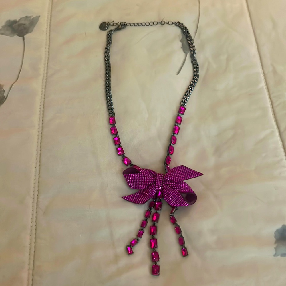 Etsy Johnson hot pink jewel necklace